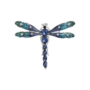 Fashion Enamel Dragonfly Brooch For Women Alloy Rhinestone Insect Pin Brooch Vintage Animal Suit Accessories Jewelry Gift