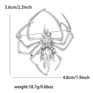 Detailed size view of a polished spider brooch with dimensions 5.6cm by 4.8cm
