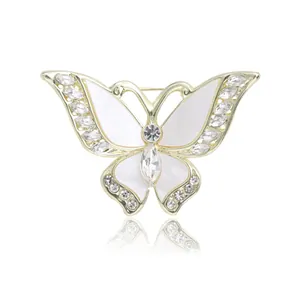 Elegante Broche De Mariposa De Aleación Con Nácar Y Diamantes De Imitación Para Mujer Banquete Diario Boda Joyería De Moda Accesorios