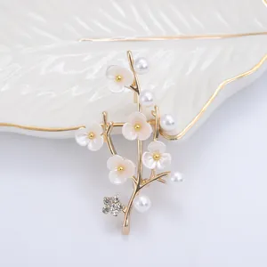 Eleganter Vintage Pflaumenblüten Brosche Mit Kunstperlen Strass Legierung Blumen Zweig Brosche Für Damen Anzug Schmuck Geschenk