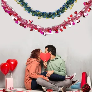 Rote und weiße Herz-Flittergirlande für Valentinstagsparty und Hochzeit Dekorationen
