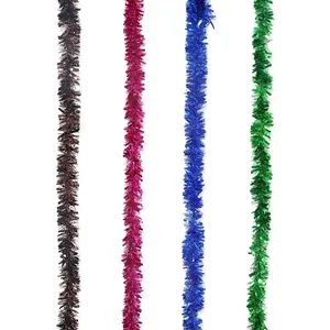 2m thick tinsel garland in bronze, rose red, royal blue, and emerald green for party decor