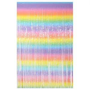 Tenda a frange arcobaleno sfumato macaron per decorazione di sfondo per feste