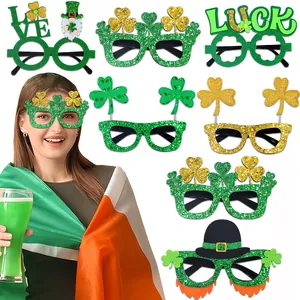 St Patrick Day Party Glasses Shamrock Eyeglasses Leprechaun Costume Accessories Green Gold Festive Eyewear For Holiday Decor