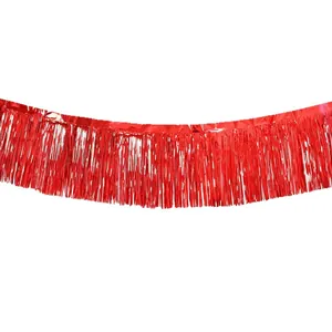 30x300cm red metallic tinsel fringe curtain for wedding and party background decoration
