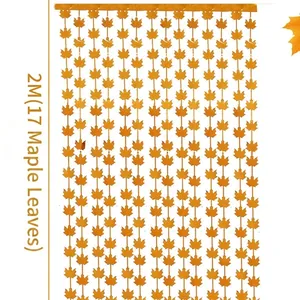 2M orange maple leaf fringe curtain with 17 leaves for Thanksgiving party decoration