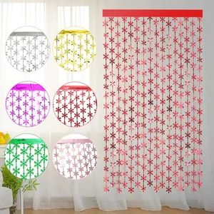 2m Christmas snowflake tinsel curtain party backdrop available in six metallic colors