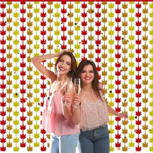 Thanksgiving Party Maple Leaf Foil Tinsel Curtain Rustic Autumn Color Block Hanging Banner Home Decor Doorway Photo Backdrop Garlands