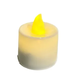 Realistic battery operated LED tea light candle with warm yellow flame for party decor