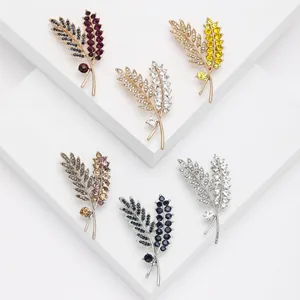 Elegante Spilla in Lega di Strass a Forma di Spiga di Grano Foglia Per Donna Spilla da Bavero Pianta in Cristallo Per Abito Matrimonio Gioielli