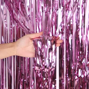 Party-Vorhang in Pink mit Laserpunkten und metallischem Franseneffekt für Deko