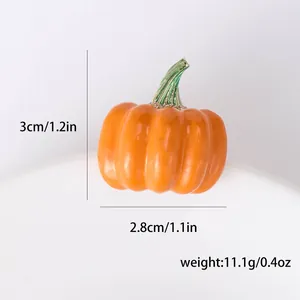 Halloween-Kürbis-Brosche mit orangefarbener Emaille und grünem Stiel, 3 cm Höhe Maße