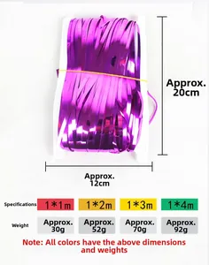 Detailed size and weight specifications for purple foil fringe curtain party backdrop
