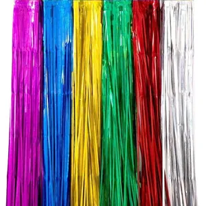 Two meter colorful laser tinsel fringe curtains for festive party backdrop decoration