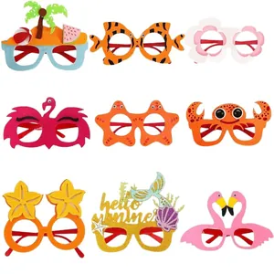 Set de 9 gafas coloridas para fiestas hawaianas con flamencos y palmeras de verano