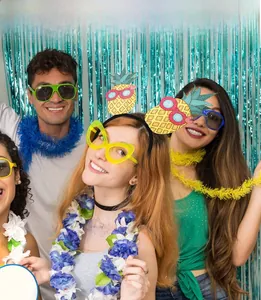 Detail showing tropical pineapple party headband with glitter finish and sunglasses