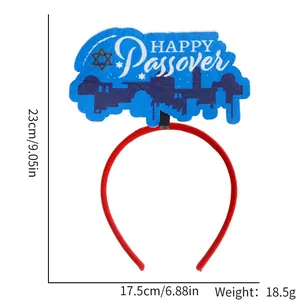 Detailansicht des Happy Passover Haarreif mit Davidstern und Maßen von 23cm x 17,5cm