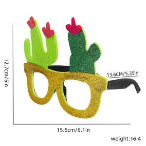 Detailed dimensions of glittery cactus glasses for Mexico party fun celebration