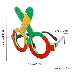 Detailed dimensions of glittery chili party glasses showing height 10.4cm and width 16cm
