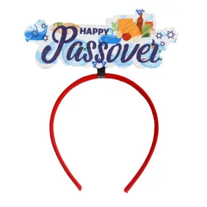 Happy Passover festive headband featuring blue Star of David and holiday themed icons