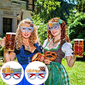 Oktoberfest party glasses with beer mugs and pretzels for festival decorations