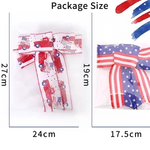 Fiocchi patriottici per l'Indipendenza USA con bandiere e camion vintage