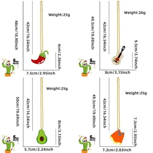 Detail showing weight and size measurements for Cinco de Mayo felt and bead necklaces