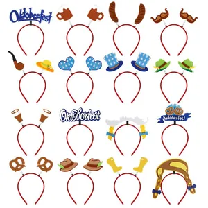 Oktoberfest Party Headband Beer Mug Cowboy Hat Pretzel Glasses Photo Props For Festival Celebration Men Women Headwear