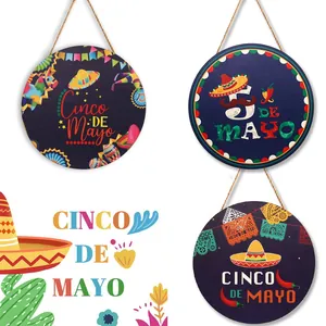 Decorazioni da appendere in legno Cinco de Mayo con motivi festivi del carnevale messicano