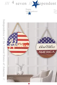 2er Set USA Holz Türschilder mit Home Sweet Home und God Bless America Motiven und Seil