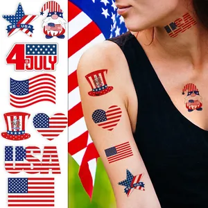 US Unabhängigkeitstag Temporäre Tattoo Aufkleber Patriotische USA Flagge Stern Zwerg Gesicht Körper Dekorationen Für 4 Juli