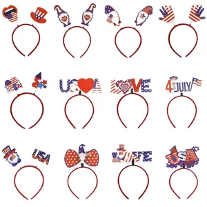 Lot de 12 serre-têtes Fête de l'Indépendance avec motifs drapeau USA et cœurs patriotiques