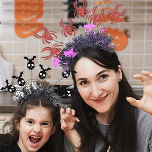 Στέκες Halloween με κόκκινη αράχνη με γκλίτερ και σχέδια νυχτερίδας για πάρτι
