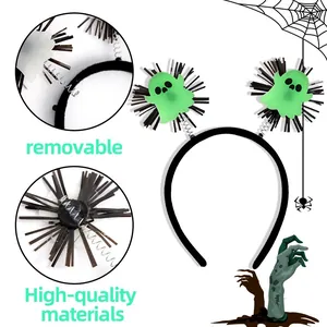 Halloween hoofdband met afneembare groene spoken op veren en hoogwaardige materialen