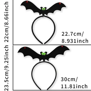 Specifiche delle dimensioni per due cerchietti a pipistrello in feltro nero per Halloween