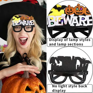 Gafas de Halloween con LED de calabaza y letras BEWARE para accesorios de fotografía