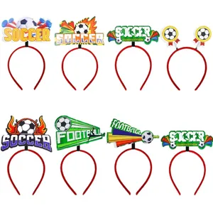 Set of 8 soccer themed party headbands with football patterns for World Cup cheering