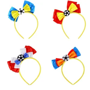 Soccer bow headbands in four color styles for football world cup themed party fans