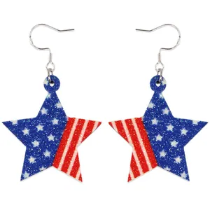 American flag star earrings with red white and blue glitter resin for Independence Day