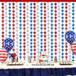 Guirlande d'étoiles rouge blanc bleu pour décoration de fête du Jour de l'Indépendance