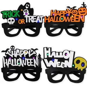 Set van 4 LED Halloween brillen met pompoen- en schedelmotieven voor feestsfeer