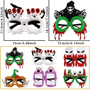 Halloween party decoration glasses set with pumpkin ghost and glitter motifs