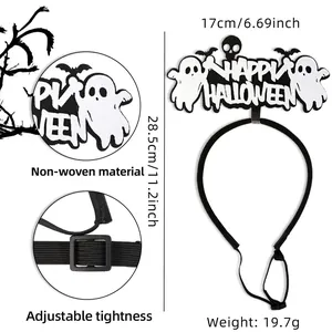 Halloween pet headband with ghost, bat, and adjustable band for cats and dogs