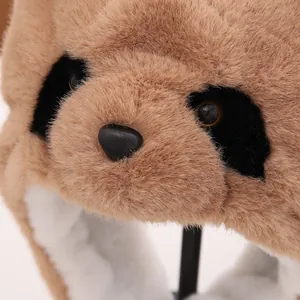 Chapeau de trappeur raton laveur en peluche pour enfants avec doublure polaire chaude