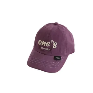 Berretto da baseball viola per bambini con ricamo ONE in stile hip-hop e tessuto in cotone