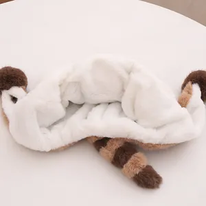 Winter cartoon raccoon trapper hat for kids featuring plush lining and ear flaps