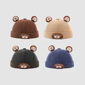 Corduroy Kids Miki Hat With Cute Bear Ears Warm Winter Autumn Toddler Docker Cap Boys Girls Casual Streetwear Accessory