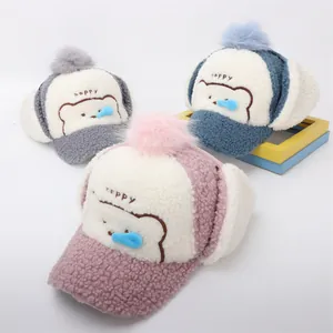 Colbacco Invernale per Bambini in Pile Caldo Cappello Protezione Orecchie Con Palla di Pelo Ricamo Orso per 3-10 Anni Ragazzi Ragazze