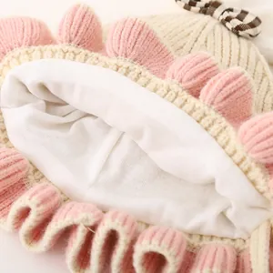 Bonnet d'hiver en tricot pour bébé avec doublure en coton et joli nœud
