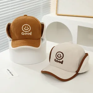 Casquette de baseball hivernale en laine d'agneau avec protège-oreilles pour enfant